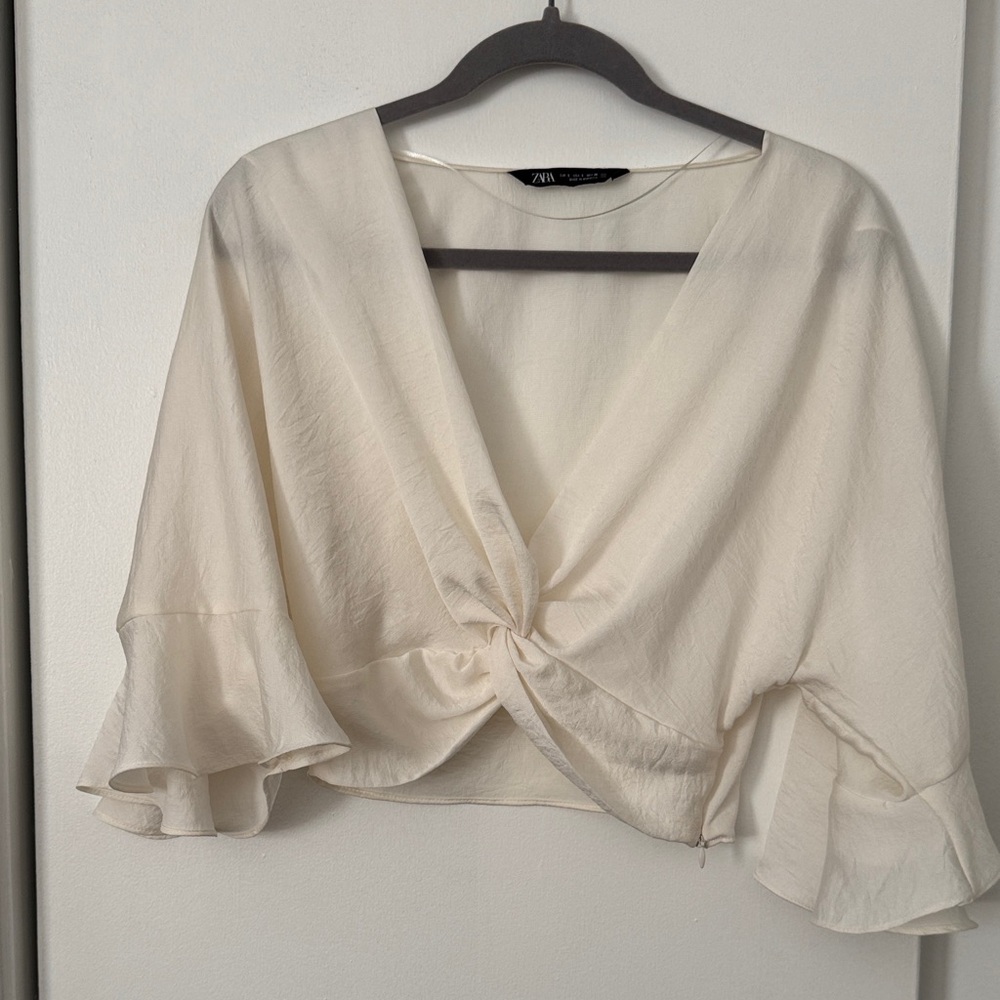 Zara Ivory Twist Knot Blouse